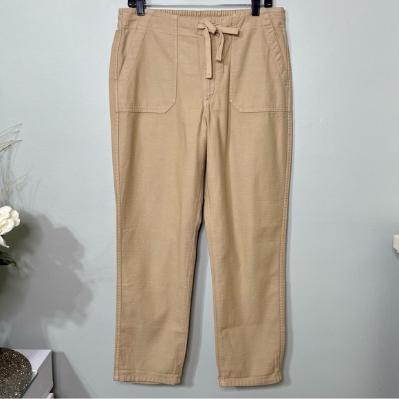 J. Crew Tie Waist Camp Pant Relaxed Fit Khaki Pants Tan Beige Medium - Picture 4 of 16